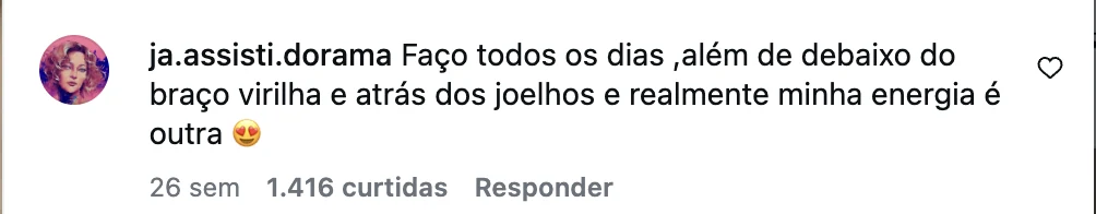 Comentário no Instagram: faço todos os dias e realmente minha energia é outra (1.416 curtidas)